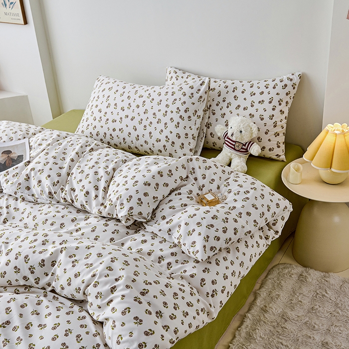 91家纺网 家纺一手货源 找家纺 爱诗诺家纺 2025新款有氧高克重针织棉双层纱四件套 余笙