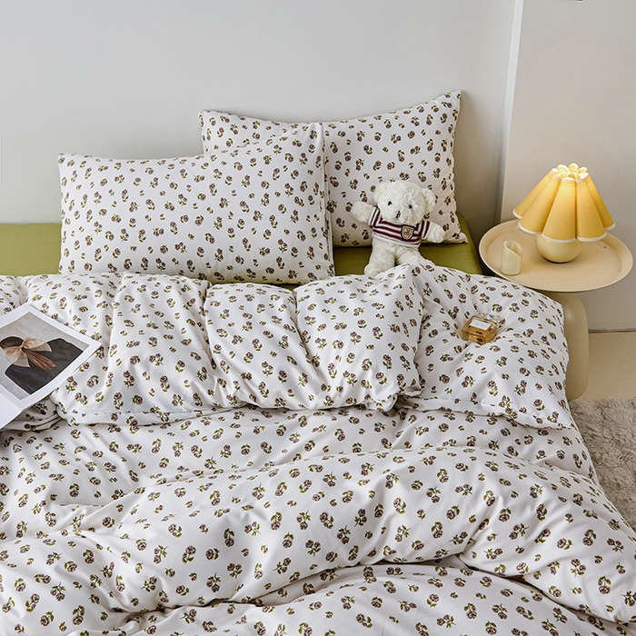 91家纺网 家纺一手货源 找家纺 爱诗诺家纺 2025新款有氧高克重针织棉双层纱四件套 余笙