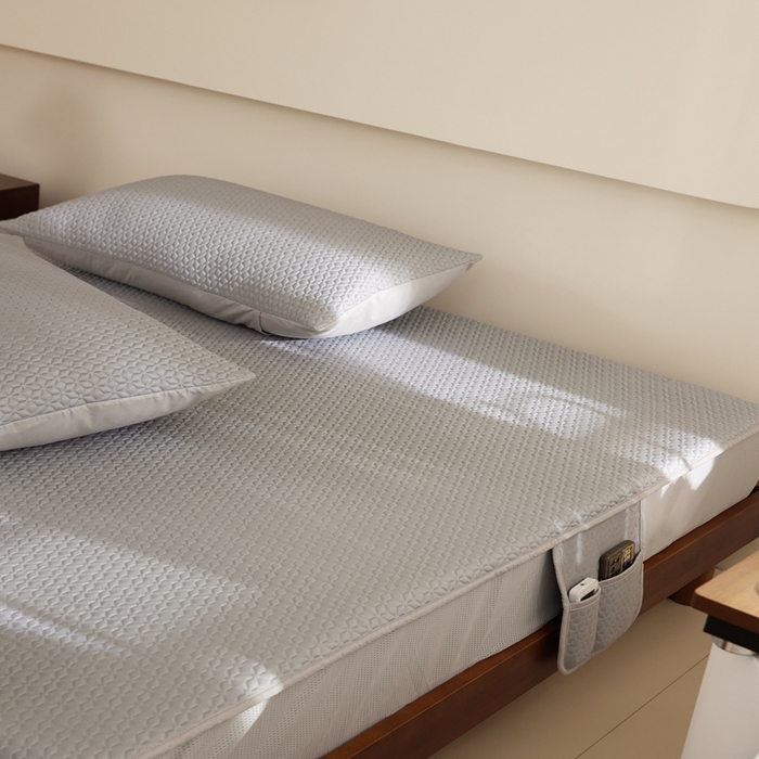 91家纺网 家纺一手货源 找家纺 佑先生 2025新款A类凉感豆豆席床笠三件套 凉感豆豆席-灰