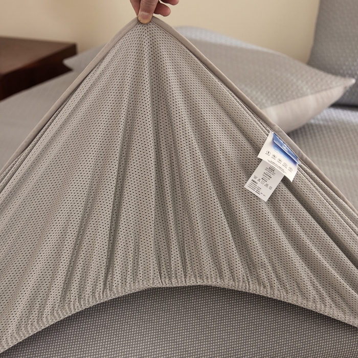 91家纺网 家纺一手货源 找家纺 佑先生 2025新款A类凉感豆豆席床笠三件套 凉感豆豆席-灰