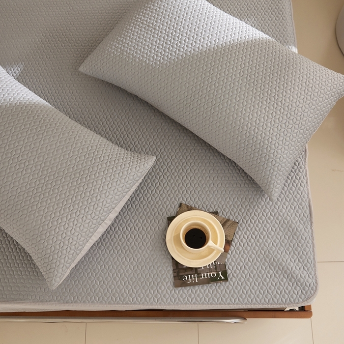 91家纺网 家纺一手货源 找家纺 佑先生 2025新款A类凉感豆豆席床笠三件套 凉感豆豆席-灰