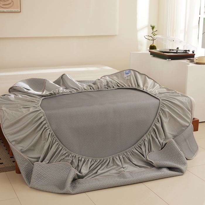 91家纺网 家纺一手货源 找家纺 佑先生 2025新款A类凉感豆豆席床笠三件套 凉感豆豆席-灰