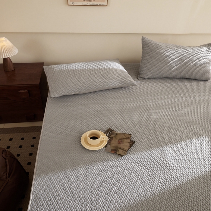 91家纺网 家纺一手货源 找家纺 佑先生 2025新款A类凉感豆豆席床笠三件套 凉感豆豆席-灰