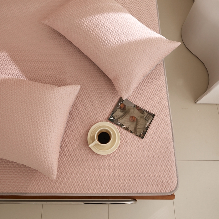 91家纺网 家纺一手货源 找家纺 佑先生 2025新款A类凉感豆豆席床笠三件套 凉感豆豆席-粉