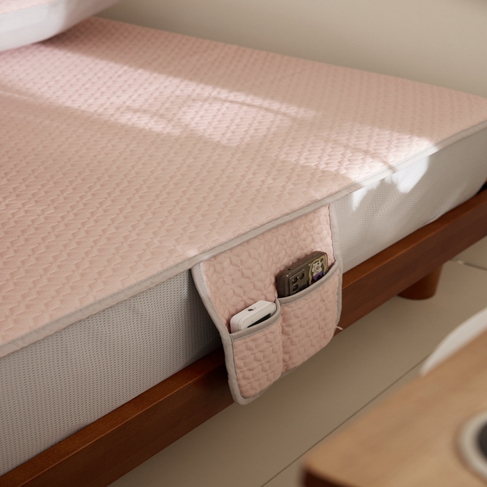 91家纺网 家纺一手货源 找家纺 佑先生 2025新款A类凉感豆豆席床笠三件套 凉感豆豆席-粉