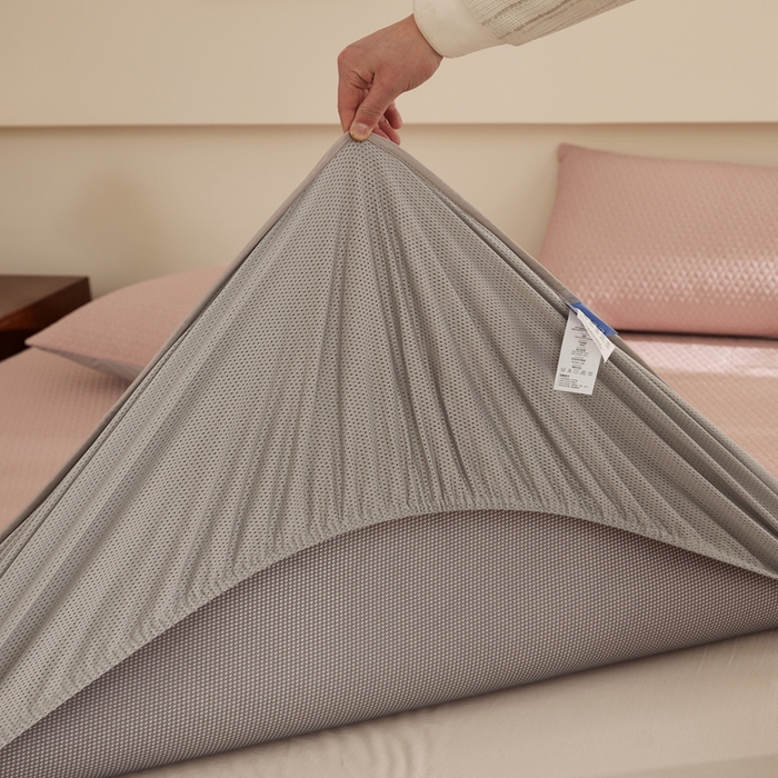 91家纺网 家纺一手货源 找家纺 佑先生 2025新款A类凉感豆豆席床笠三件套 凉感豆豆席-粉