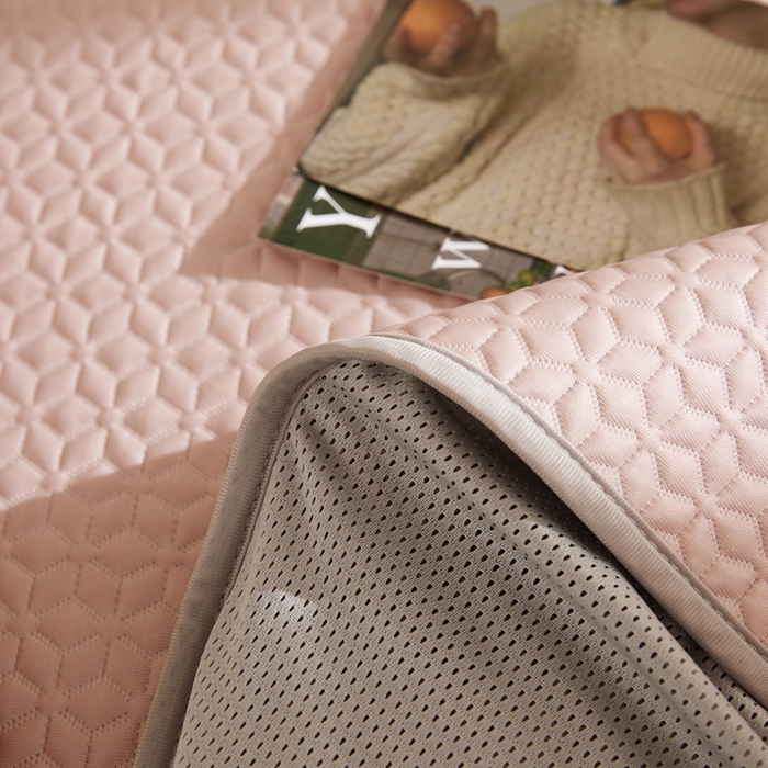 91家纺网 家纺一手货源 找家纺 佑先生 2025新款A类凉感豆豆席床笠三件套 凉感豆豆席-粉