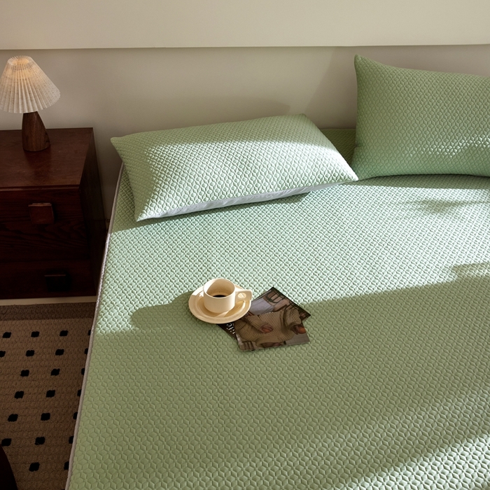 91家纺网 家纺一手货源 找家纺 佑先生 2025新款A类凉感豆豆席床笠三件套 凉感豆豆席-绿