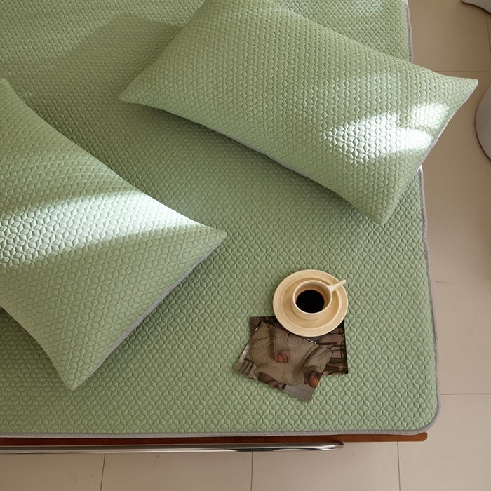 91家纺网 家纺一手货源 找家纺 佑先生 2025新款A类凉感豆豆席床笠三件套 凉感豆豆席-绿