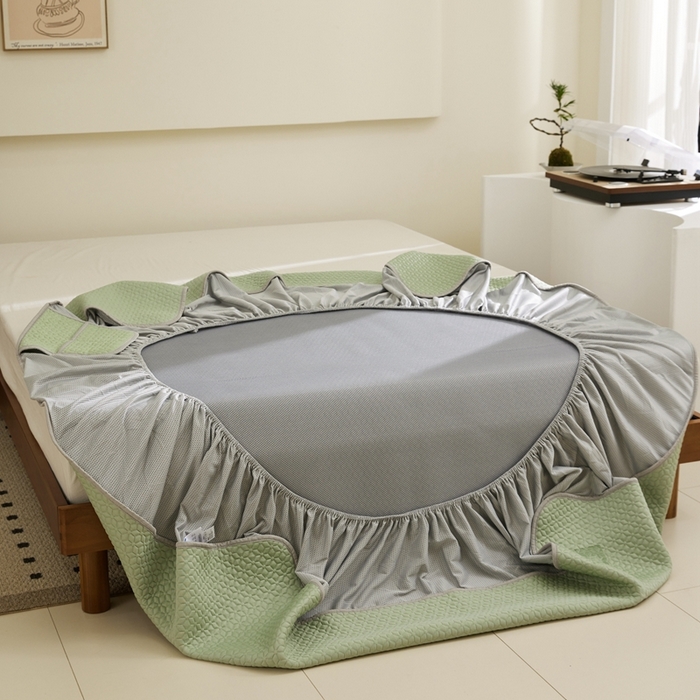 91家纺网 家纺一手货源 找家纺 佑先生 2025新款A类凉感豆豆席床笠三件套 凉感豆豆席-绿