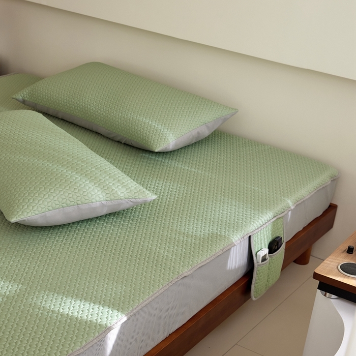 91家纺网 家纺一手货源 找家纺 佑先生 2025新款A类凉感豆豆席床笠三件套 凉感豆豆席-绿