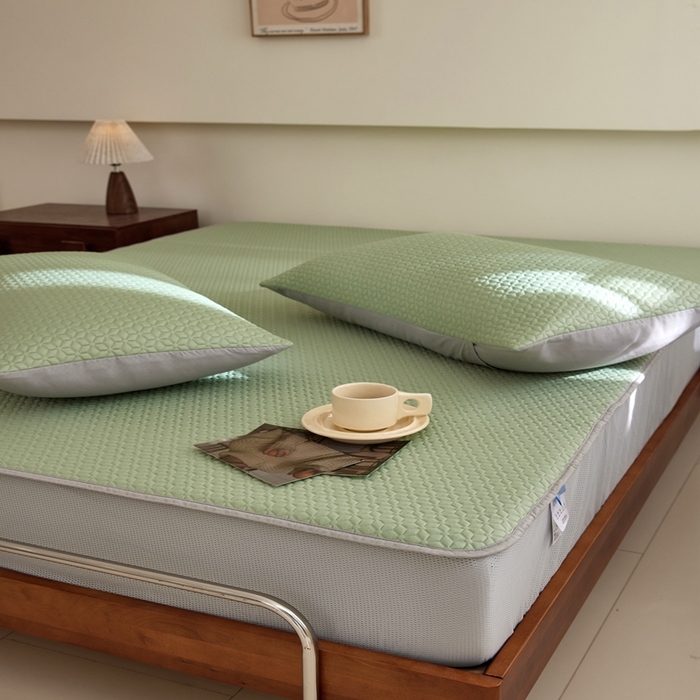 91家纺网 家纺一手货源 找家纺 佑先生 2025新款A类凉感豆豆席床笠三件套 凉感豆豆席-绿