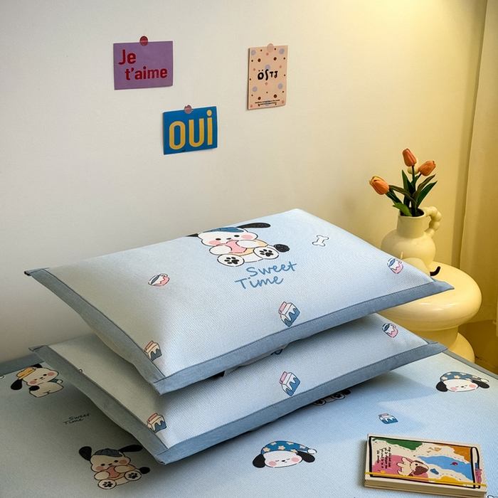 91家纺网 家纺一手货源 找家纺 全季家居 2025新款A类小清新数码印花冰藤席凉席席子 调皮小狗 床席