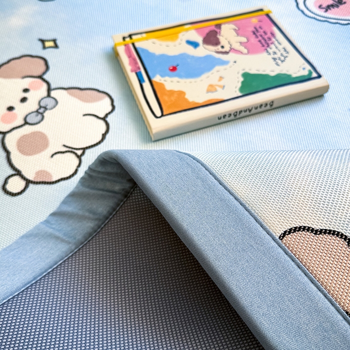 91家纺网 家纺一手货源 找家纺 全季家居 2025新款A类小清新数码印花冰藤席凉席席子 微笑小狗 床席