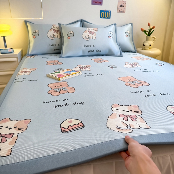 全季家居 2025新款A类小清新数码印花冰藤席凉席席子 雪糕猫咪 床席