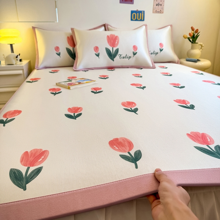 全季家居 2025新款A类小清新数码印花冰藤席凉席席子 郁金香 床席