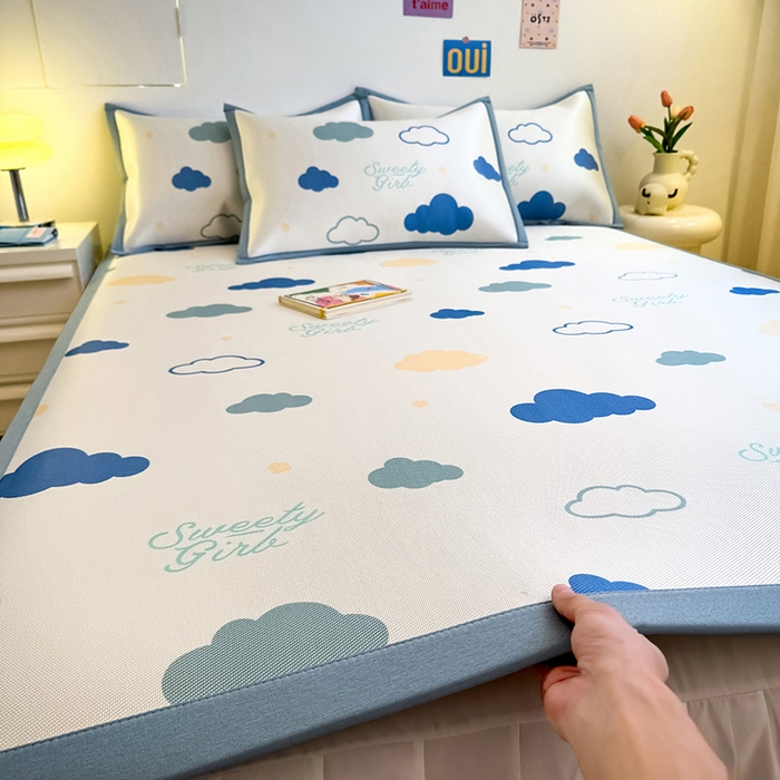 全季家居 2025新款A类小清新数码印花冰藤席凉席席子 云朵 床席