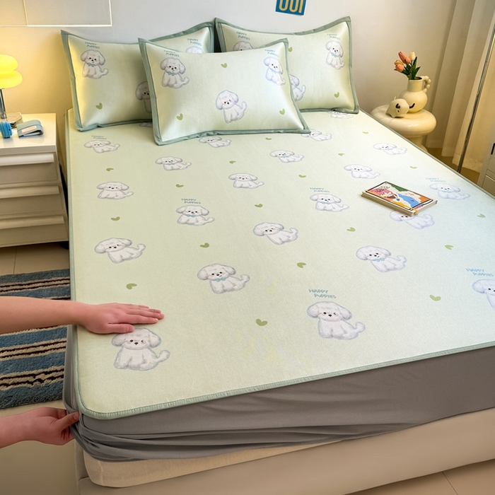 全季家居 2025新款A类小清新数码印花冰藤席凉席席子 开心小狗 床笠