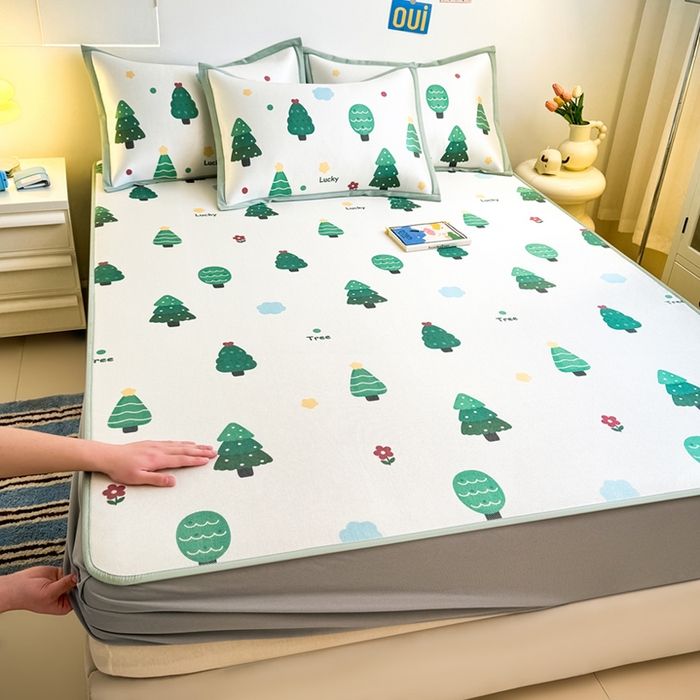 全季家居 2025新款A类小清新数码印花冰藤席凉席席子 森林 床笠