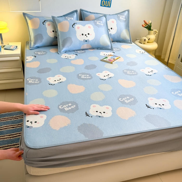 全季家居 2025新款A类小清新数码印花冰藤席凉席席子 甜趣熊 床笠