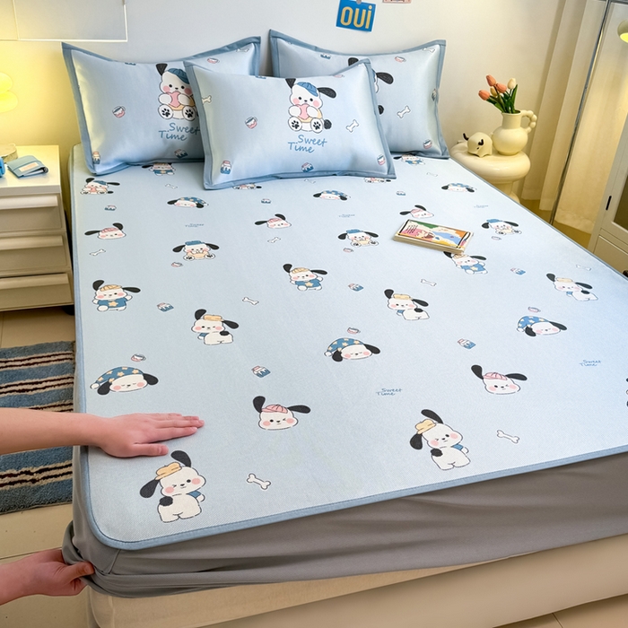 全季家居 2025新款A类小清新数码印花冰藤席凉席席子 调皮小狗 床笠