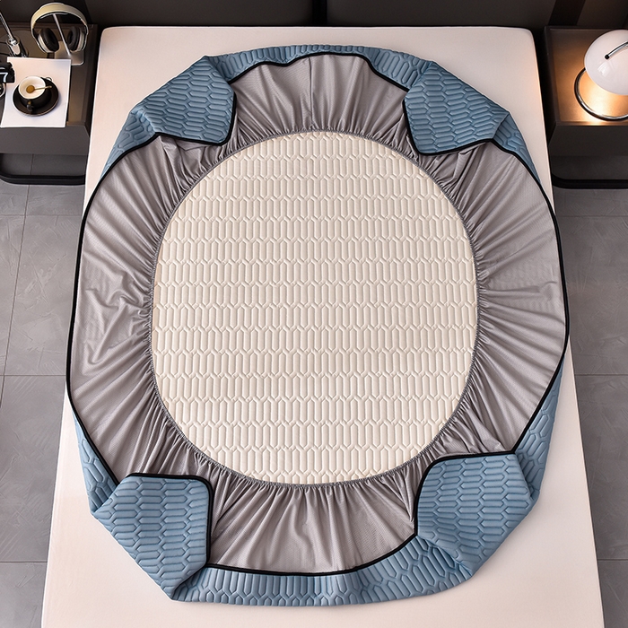 91家纺网 家纺一手货源 找家纺 炫拼家纺 2025春夏新款0.5加厚床笠乳胶凉席-小飞马系列 小飞马-宾利蓝