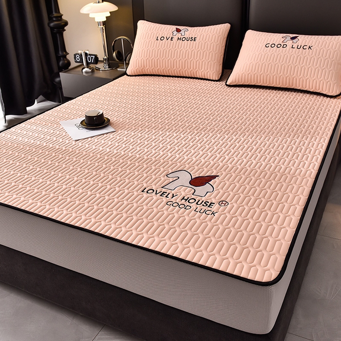 91家纺网 家纺一手货源 找家纺 炫拼家纺 2025春夏新款0.5加厚床笠乳胶凉席-小飞马系列 小飞马-香妃粉