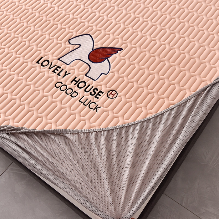 91家纺网 家纺一手货源 找家纺 炫拼家纺 2025春夏新款0.5加厚床笠乳胶凉席-小飞马系列 小飞马-香妃粉