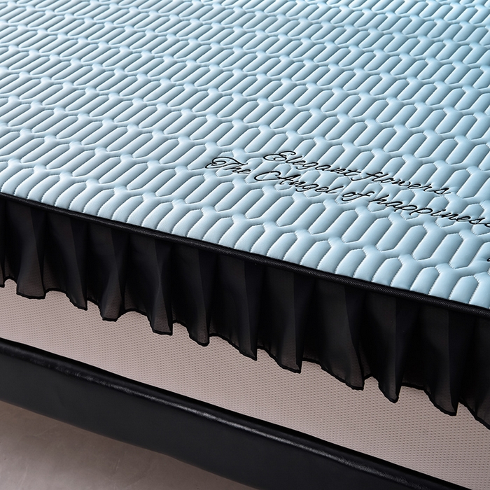 91家纺网 家纺一手货源 找家纺 炫拼家纺 2025春夏新款A类凉感丝花边床笠款乳胶凉席-法式玫瑰 法式玫瑰-宾利蓝