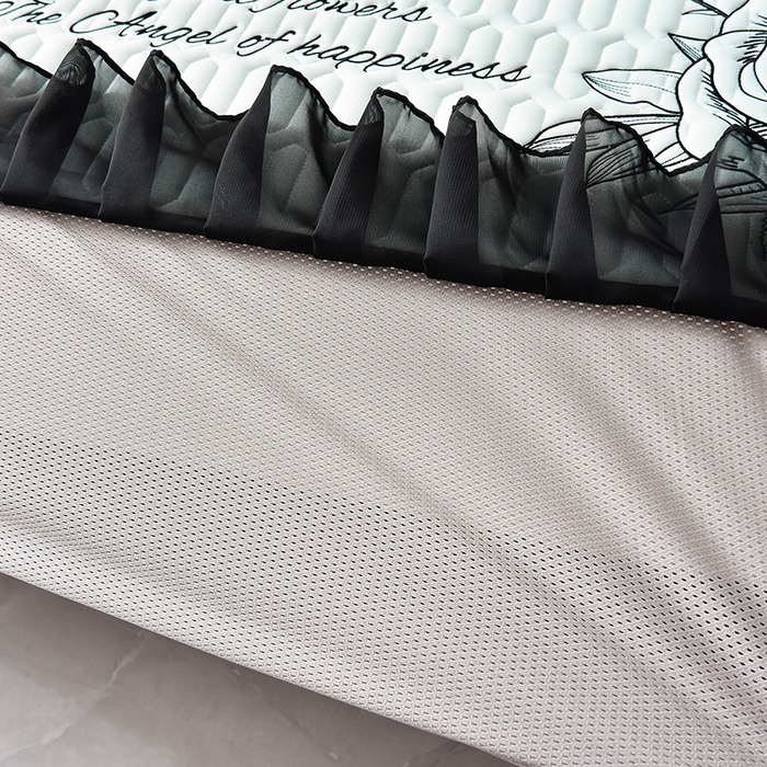 91家纺网 家纺一手货源 找家纺 炫拼家纺 2025春夏新款A类凉感丝花边床笠款乳胶凉席-法式玫瑰 法式玫瑰-冰雪蓝