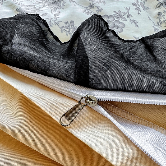 91家纺网 家纺一手货源 找家纺 宅家居 2025新款爆款轻法式赫本风复古印花13372纯棉四件套韩式黑色花边40支全棉三件套 洛莉娜