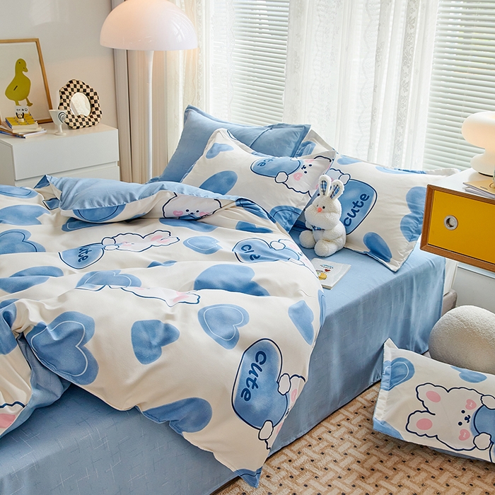 91家纺网 家纺一手货源 找家纺 世爵 2025新款磨毛印花单被套 美丽兔