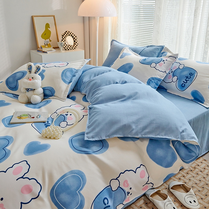 91家纺网 家纺一手货源 找家纺 世爵 2025新款磨毛印花单被套 美丽兔