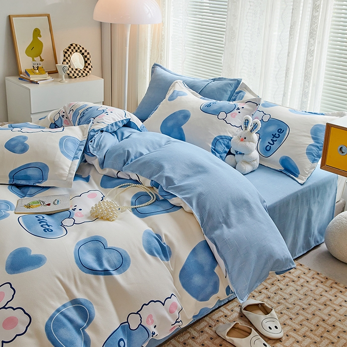 91家纺网 家纺一手货源 找家纺 世爵 2025新款磨毛印花单被套 美丽兔