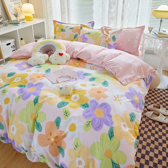 91家纺网 家纺一手货源 找家纺 世爵 2025新款磨毛印花单被套 花香半语粉