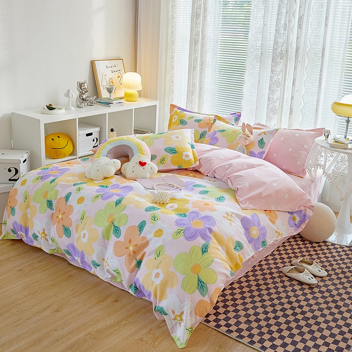 91家纺网 家纺一手货源 找家纺 世爵 2025新款磨毛印花单被套 花香半语粉