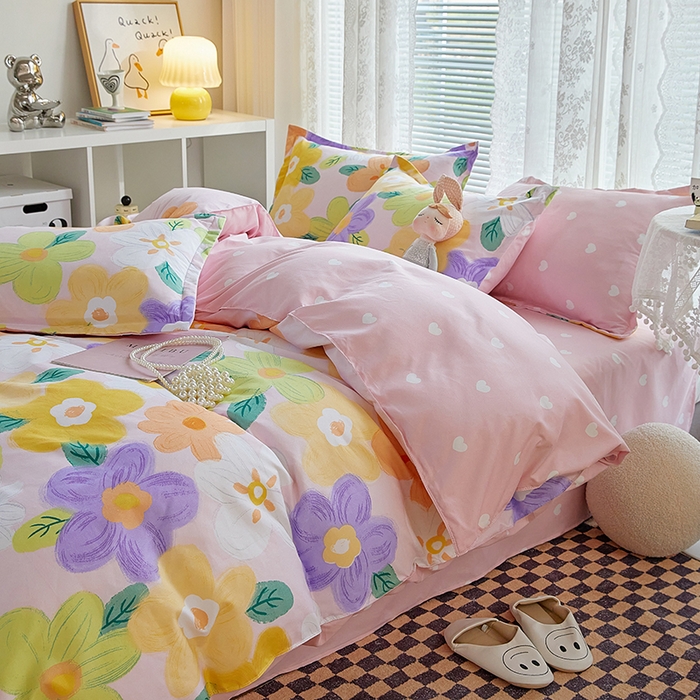 91家纺网 家纺一手货源 找家纺 世爵 2025新款磨毛印花单被套 花香半语粉