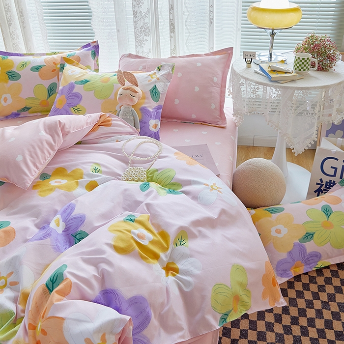 91家纺网 家纺一手货源 找家纺 世爵 2025新款磨毛印花单被套 花香半语粉