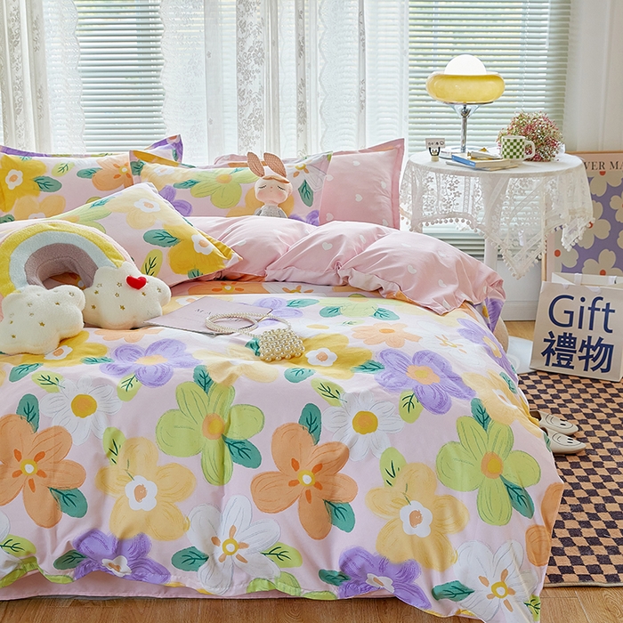 91家纺网 家纺一手货源 找家纺 世爵 2025新款磨毛印花单被套 花香半语粉