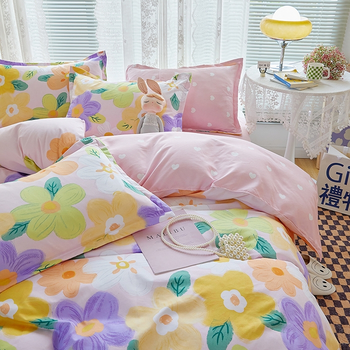 91家纺网 家纺一手货源 找家纺 世爵 2025新款磨毛印花单被套 花香半语粉