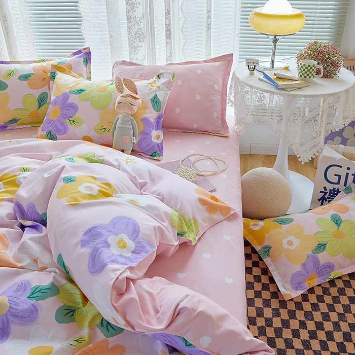 91家纺网 家纺一手货源 找家纺 世爵 2025新款磨毛印花单被套 花香半语粉