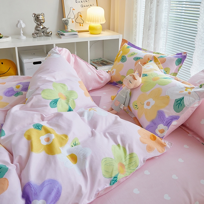 91家纺网 家纺一手货源 找家纺 世爵 2025新款磨毛印花单被套 花香半语粉