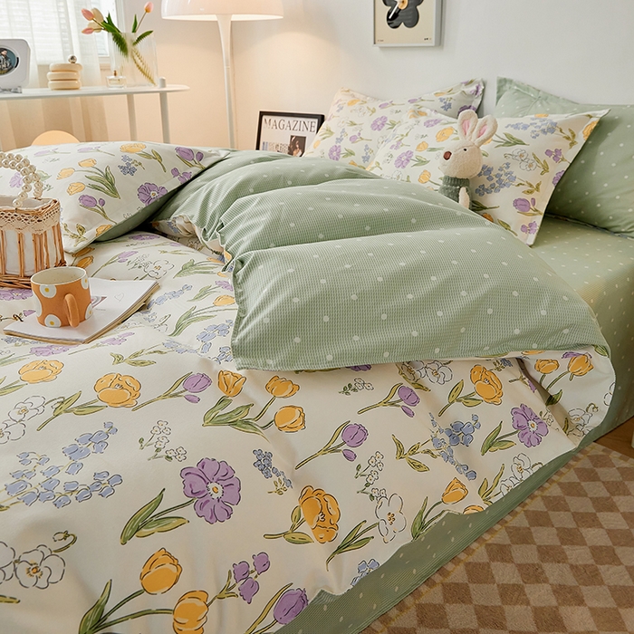 91家纺网 家纺一手货源 找家纺 世爵 2025新款磨毛印花单被套 朵朵花开