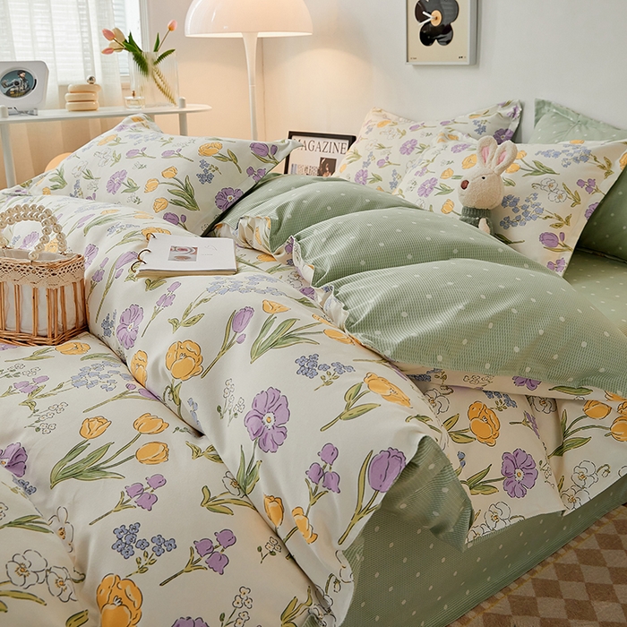 91家纺网 家纺一手货源 找家纺 世爵 2025新款磨毛印花单被套 朵朵花开