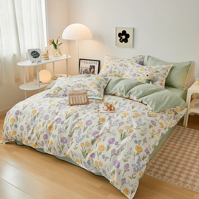 91家纺网 家纺一手货源 找家纺 世爵 2025新款磨毛印花单被套 朵朵花开