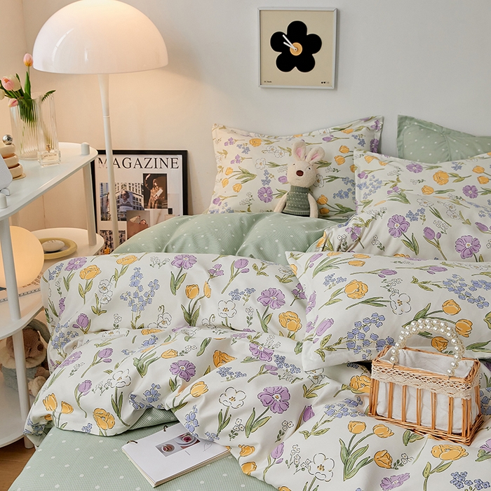 91家纺网 家纺一手货源 找家纺 世爵 2025新款磨毛印花单被套 朵朵花开