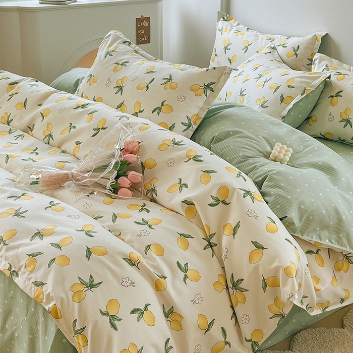 91家纺网 家纺一手货源 找家纺 世爵 2025新款磨毛印花单被套 清香柠檬
