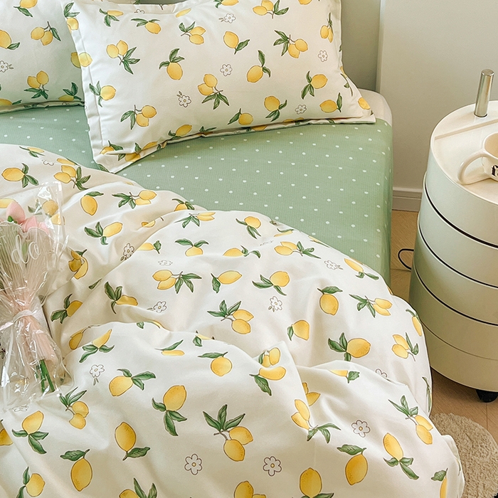 91家纺网 家纺一手货源 找家纺 世爵 2025新款磨毛印花单被套 清香柠檬