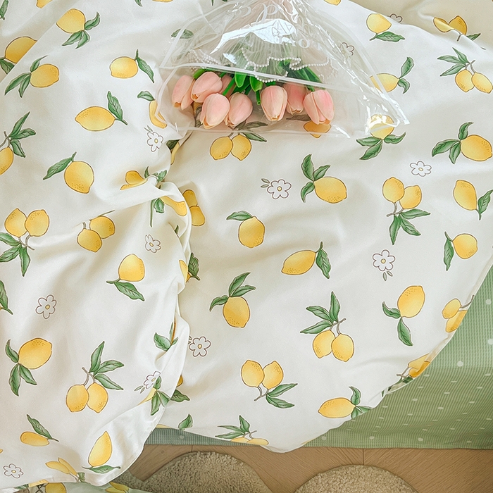 91家纺网 家纺一手货源 找家纺 世爵 2025新款磨毛印花单被套 清香柠檬