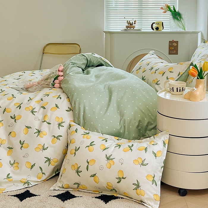 91家纺网 家纺一手货源 找家纺 世爵 2025新款磨毛印花单被套 清香柠檬